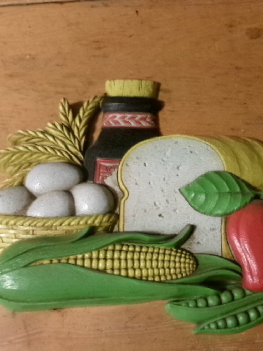 Vtg Syrco 1973 Kitchen art bread vegetable cottage core boho wall art